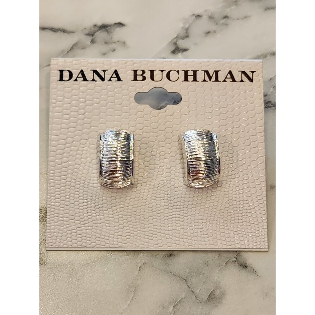 Dana Buchman Silver-Tone Ribbed Textured Half-Hoop Earrings For Women 13$